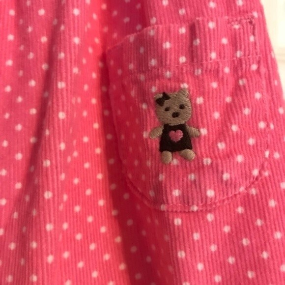 CARTER'S Size 9 Month Pink Dot Ruffle Jumper Girl's Bear Sleeveless One Piece - Picture 2 of 6